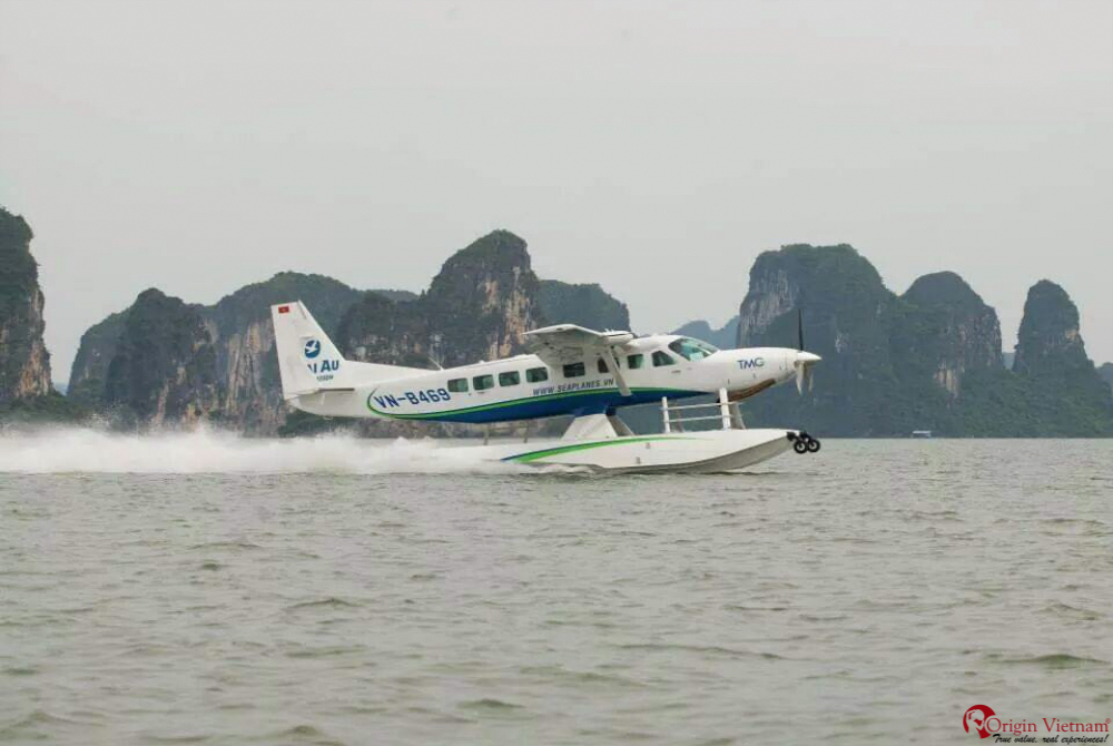 Admire Halong Bay on seaplane